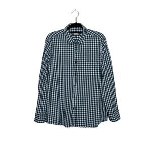 Dune men green white plaid buttoned long sleeves shirt size large